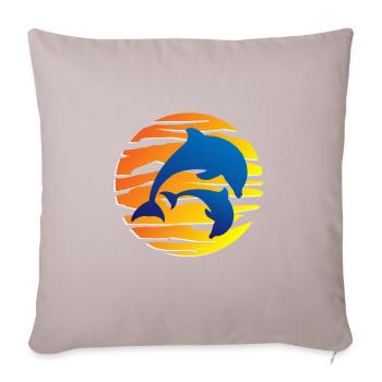 Dauphins et soleil - Housse de coussin décorative 45 x 45 cm - taupe clair - Devant