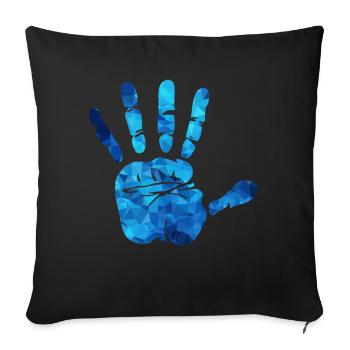 Mains de polygones bleus - Housse de coussin décorative 45 x 45 cm - noir - Devant