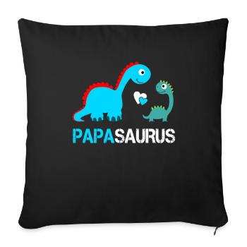 Papasaurus pour papa et enfants | Cadeau fête des pères - Housse de coussin décorative 45 x 45 cm - noir - Devant