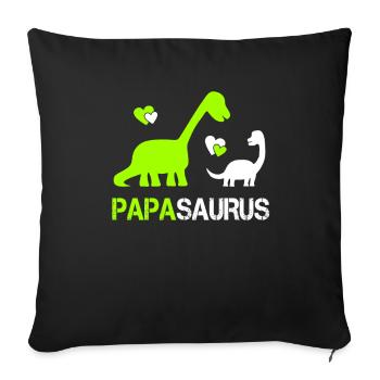 Papasaurus pour papa et enfants | Cadeau fête des pères - Housse de coussin décorative 45 x 45 cm - noir - Devant
