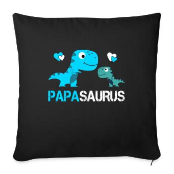 Papasaurus pour papa et enfants | Cadeau fête des pères - Housse de coussin décorative 45 x 45 cm - noir - Devant