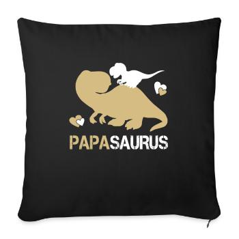 Papasaurus pour papa et enfants | Cadeau fête des pères - Housse de coussin décorative 45 x 45 cm - noir - Devant