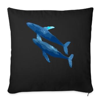 deux baleines - Housse de coussin décorative 45 x 45 cm - noir - Devant