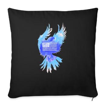 Amerikanische Flagge USA Adler - Sofakissenbezug 45 x 45 cm - Schwarz - Vorne