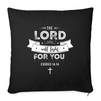 God fights for you - Christian - Sofa pillowcase 17,3'' x 17,3'' (45 x 45 cm) - black - Front