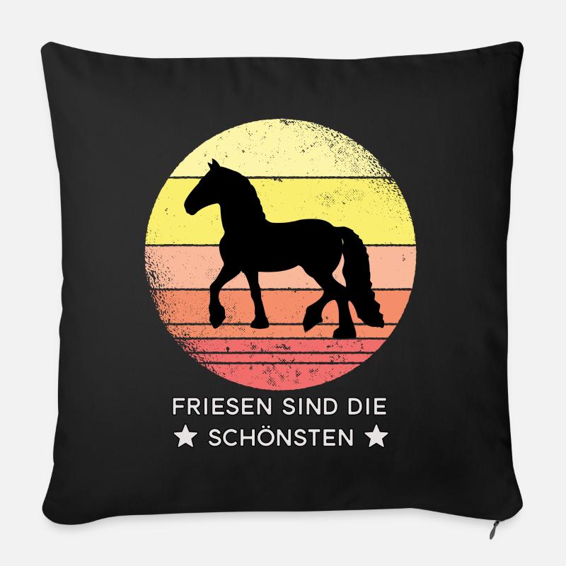 Friesen Pferd - Sofakissenbezug 45 x 45 cm - Schwarz