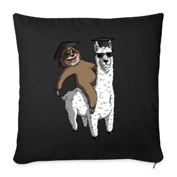 Sloth Riding Llama Funny Graduation - Sofa pillowcase 17,3'' x 17,3'' (45 x 45 cm) - black - Front
