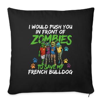 Bouledogue cadeau Halloween Bulldoing français - Housse de coussin décorative 45 x 45 cm - noir - Devant