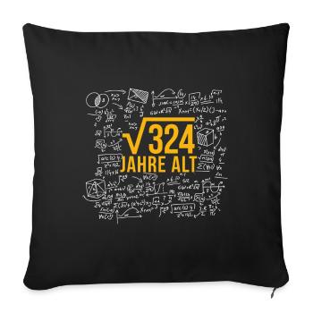 Cadeau racine carrée de 18 ans de 324 - Housse de coussin décorative 45 x 45 cm - noir - Devant