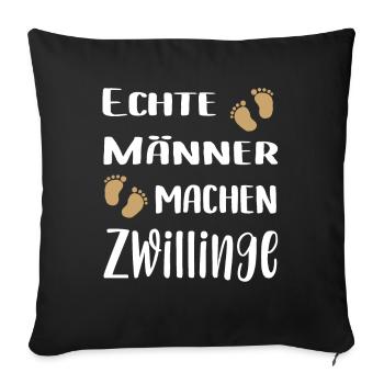 Zwillings Papa | Echte Männer machen Zwillinge - Sofakissenbezug 45 x 45 cm - Schwarz - Vorne