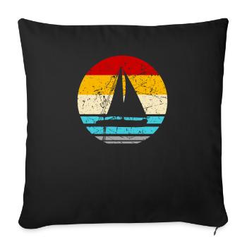 Voile bateau voilier mer mer - Housse de coussin décorative 45 x 45 cm - noir - Devant