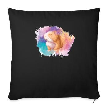 Cobaye animal de compagnie Rongeur - Housse de coussin décorative 45 x 45 cm - noir - Devant