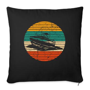 Motorboat Boat Captain Boating - Sofa pillowcase 17,3'' x 17,3'' (45 x 45 cm) - black - Front