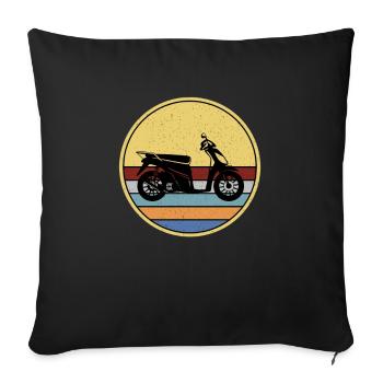 Motorroller Rollerfahrer Motorrad - Sofakissenbezug 45 x 45 cm - Schwarz - Vorne