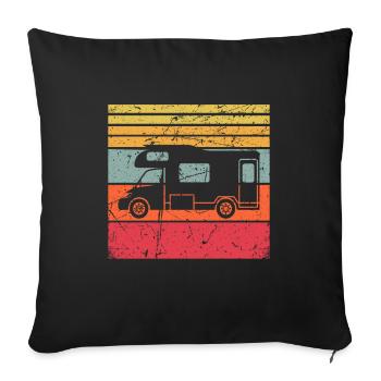 Motorhome Camper Camping Caravan Camping - Sofa pillowcase 17,3'' x 17,3'' (45 x 45 cm) - black - Front