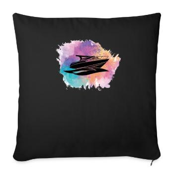Motorboat Boat Captain Boating - Sofa pillowcase 17,3'' x 17,3'' (45 x 45 cm) - black - Front