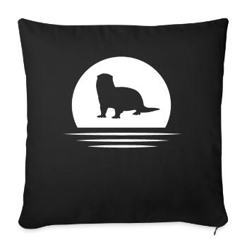 Loutres - Housse de coussin décorative 45 x 45 cm - noir - Devant