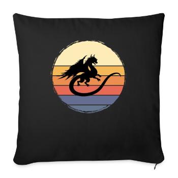 Dragon Mythical creature Lizard - Sofa pillowcase 17,3'' x 17,3'' (45 x 45 cm) - black - Front