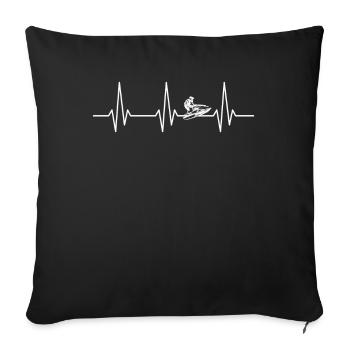 Battements de cœur en jet ski - Housse de coussin décorative 45 x 45 cm - noir - Devant