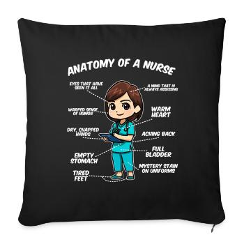 Anatomie d’une infirmière - Housse de coussin décorative 45 x 45 cm - noir - Devant
