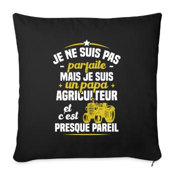 Je Suis Un Papa Agriculteur Humour Cadeau - Housse de coussin décorative 45 x 45 cm - noir - Devant