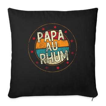 Papa Au Rhum Humour Cadeau Fête Des Pères - Housse de coussin décorative 45 x 45 cm - noir - Devant