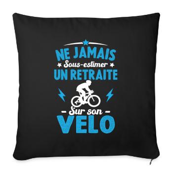 Un Retraité Sur Son Vélo Humour Retraite Cycliste - Housse de coussin décorative 45 x 45 cm - noir - Devant