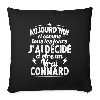 j'ai décidé d'être un vrai connard humour cadeau - Housse de coussin décorative 45 x 45 cm - noir - Devant