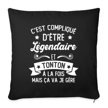 Légendaire et Tonton Humour Cadeau Pour Tonton - Housse de coussin décorative 45 x 45 cm - noir - Devant