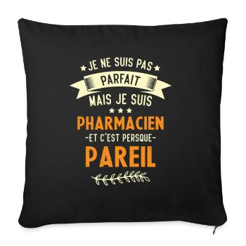 je suis pharmacien cadeau pharmacien - Housse de coussin décorative 45 x 45 cm - noir - Devant