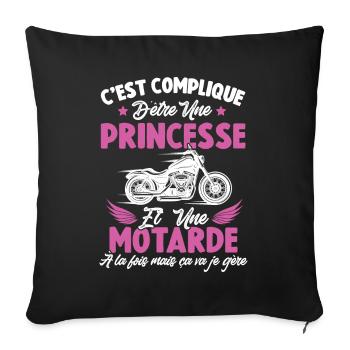Compliqué d'être une princesse et une motarde - Housse de coussin décorative 45 x 45 cm - noir - Devant