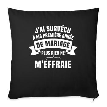 J'ai survécu à ma première année de mariage - Housse de coussin décorative 45 x 45 cm - noir - Devant