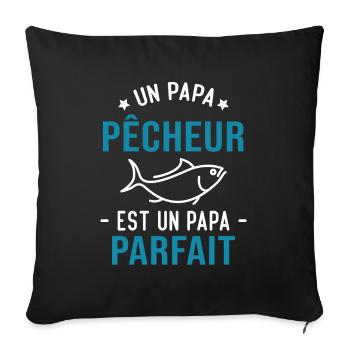 Un papa pêcheur est un papa parfait Cadeau - Housse de coussin décorative 45 x 45 cm - noir - Devant