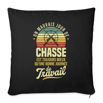 Cadeau pour Chasseur / Un mauvais jour de Chasse - Housse de coussin décorative 45 x 45 cm - noir - Devant