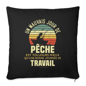 Un mauvais jour de pêche est toujours mieux - Housse de coussin décorative 45 x 45 cm - noir - Devant
