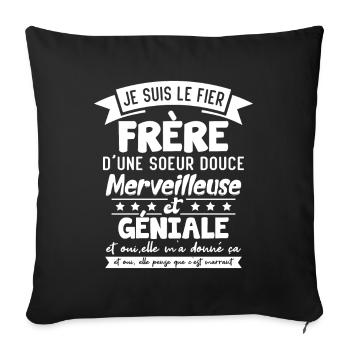 Frère Et Sœur Cadeau Humour Personnalisé - Housse de coussin décorative 45 x 45 cm - noir - Devant