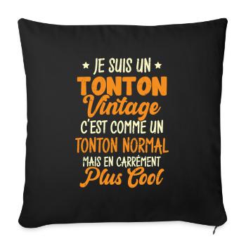 Tonton Vintage C'est Comme Tonton Normal Plus Cool - Housse de coussin décorative 45 x 45 cm - noir - Devant