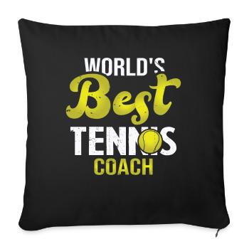 Worlds best tennis coach, Cadeau pour tennis coach - Housse de coussin décorative 45 x 45 cm - noir - Devant