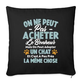 On peut adopter un chat Humour Cadeau - Housse de coussin décorative 45 x 45 cm - noir - Devant