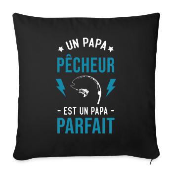 Un papa pêcheur est un papa parfait Cadeau - Housse de coussin décorative 45 x 45 cm - noir - Devant