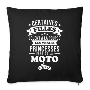 Les vraies princesse font de la moto - Housse de coussin décorative 45 x 45 cm - noir - Devant