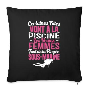 Les vraies femmes font de la plongée sous marine - Housse de coussin décorative 45 x 45 cm - noir - Devant