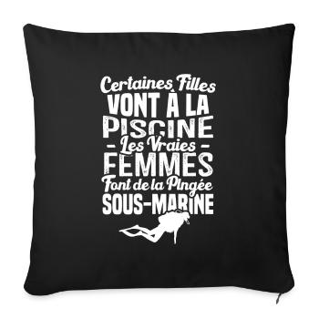 Les vraies femmes font de la plongée sous marine - Housse de coussin décorative 45 x 45 cm - noir - Devant