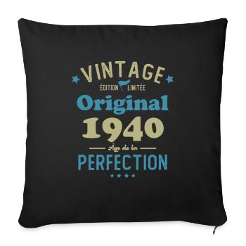 Cadeau D'anniversaire 1940 Rétro Vintage 1940 - Housse de coussin décorative 45 x 45 cm - noir - Devant