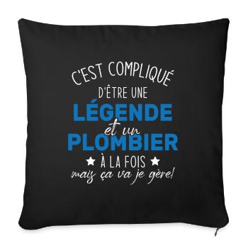 Une légende et un plombier à la fois - Housse de coussin décorative 45 x 45 cm - noir - Devant