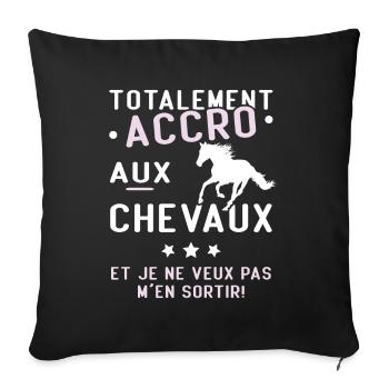 Totalement accro aux chevaux - Housse de coussin décorative 45 x 45 cm - noir - Devant