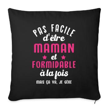 Maman et Formidable Cool Cadeau Mère - Housse de coussin décorative 45 x 45 cm - noir - Devant