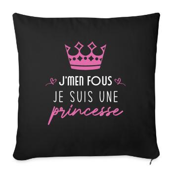 Je m'en fou je suis une princesse - Housse de coussin décorative 45 x 45 cm - noir - Devant