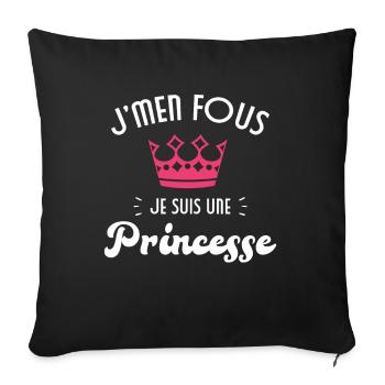 Je m'en fou je suis une princesse - Housse de coussin décorative 45 x 45 cm - noir - Devant
