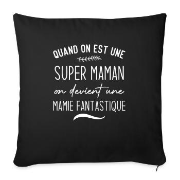 Un super papa on devient un papy fantastique - Housse de coussin décorative 45 x 45 cm - noir - Devant